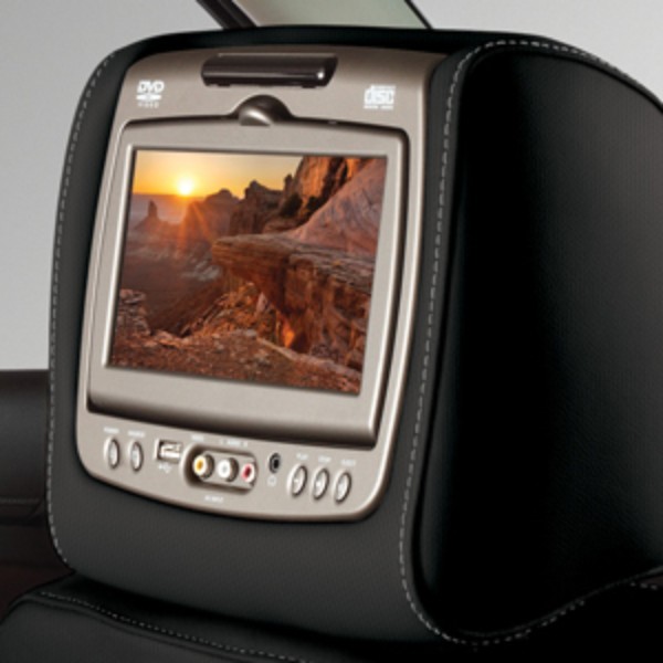 2015 Sierra 3500 Dual DVD Headrest System | Jet Black Cloth w Light Gr
