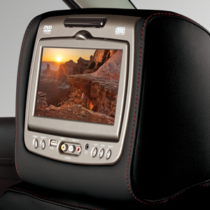2016 Sierra 2500 Dual DVD Headrest System | Jet Black Vinyl w Red Stitc