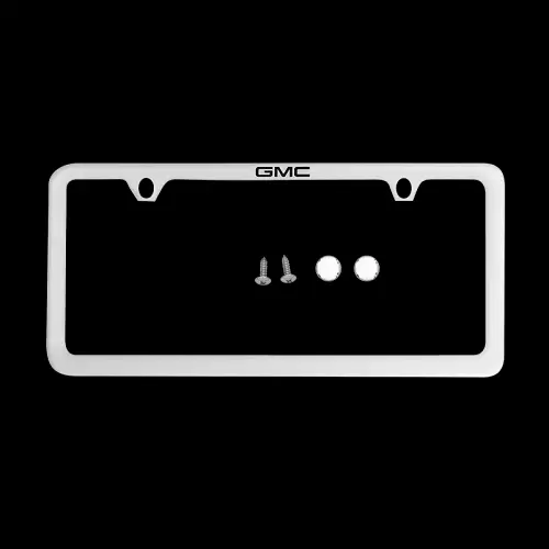 2018 Yukon License Plate Frame | Chrome with Thin Black GMC Logo